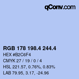 カラーコード: RGB 178 198.4 244.4 | qconv.com