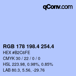 カラーコード: RGB 178 198.4 254.4 | qconv.com