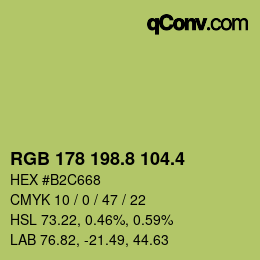 カラーコード: RGB 178 198.8 104.4 | qconv.com