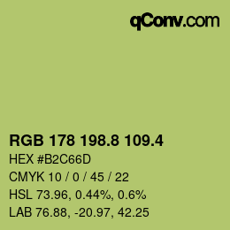 カラーコード: RGB 178 198.8 109.4 | qconv.com