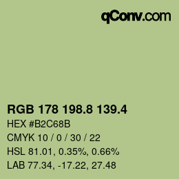 カラーコード: RGB 178 198.8 139.4 | qconv.com