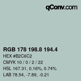 カラーコード: RGB 178 198.8 194.4 | qconv.com