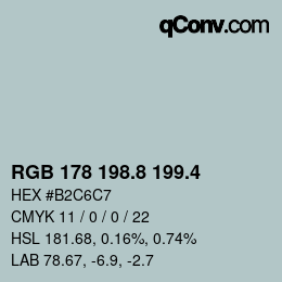 カラーコード: RGB 178 198.8 199.4 | qconv.com