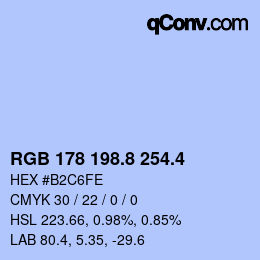 カラーコード: RGB 178 198.8 254.4 | qconv.com