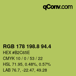 カラーコード: RGB 178 198.8 94.4 | qconv.com