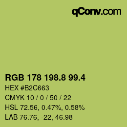 カラーコード: RGB 178 198.8 99.4 | qconv.com