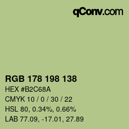 Color code: RGB 178 198 138 | qconv.com