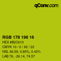 颜色代码: RGB 178 198 16 | qconv.com