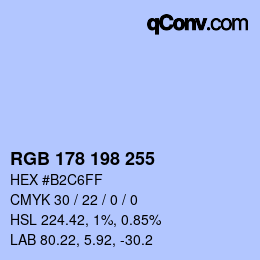 Color code: RGB 178 198 255 | qconv.com