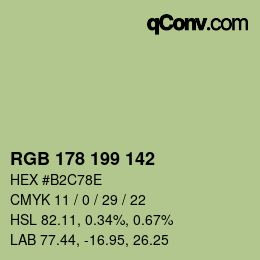 Color code: RGB 178 199 142 | qconv.com