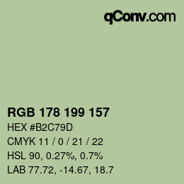 Color code: RGB 178 199 157 | qconv.com