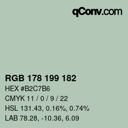 Color code: RGB 178 199 182 | qconv.com