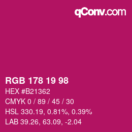 カラーコード: RGB 178 19 98 | qconv.com