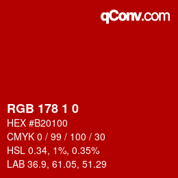 Color code: RGB 178 1 0 | qconv.com