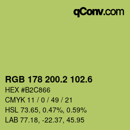 カラーコード: RGB 178 200.2 102.6 | qconv.com