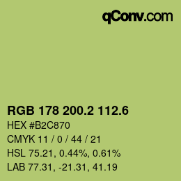 カラーコード: RGB 178 200.2 112.6 | qconv.com