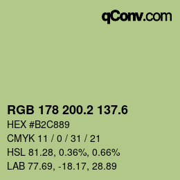 カラーコード: RGB 178 200.2 137.6 | qconv.com