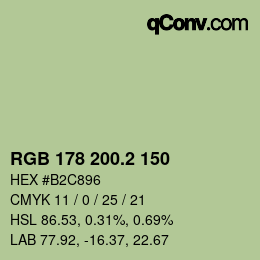 カラーコード: RGB 178 200.2 150 | qconv.com
