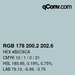 カラーコード: RGB 178 200.2 202.6 | qconv.com