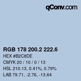 カラーコード: RGB 178 200.2 222.6 | qconv.com