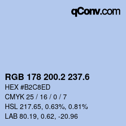 カラーコード: RGB 178 200.2 237.6 | qconv.com