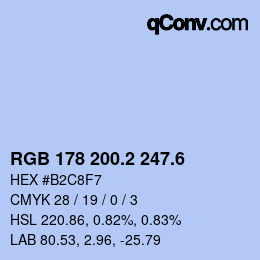 カラーコード: RGB 178 200.2 247.6 | qconv.com