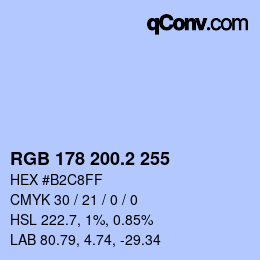 カラーコード: RGB 178 200.2 255 | qconv.com
