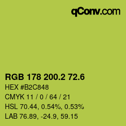 カラーコード: RGB 178 200.2 72.6 | qconv.com