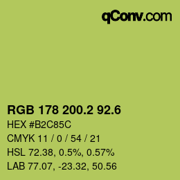 カラーコード: RGB 178 200.2 92.6 | qconv.com