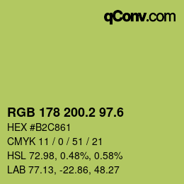 カラーコード: RGB 178 200.2 97.6 | qconv.com