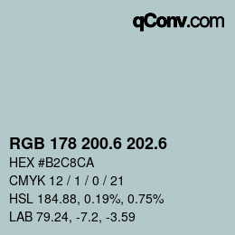 カラーコード: RGB 178 200.6 202.6 | qconv.com