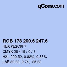 カラーコード: RGB 178 200.6 247.6 | qconv.com