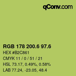 カラーコード: RGB 178 200.6 97.6 | qconv.com