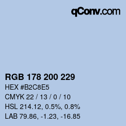 カラーコード: RGB 178 200 229 | qconv.com
