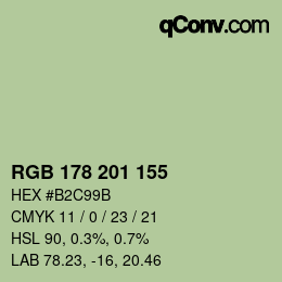 Color code: RGB 178 201 155 | qconv.com