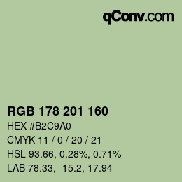 Color code: RGB 178 201 160 | qconv.com