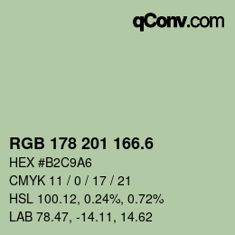 カラーコード: RGB 178 201 166.6 | qconv.com