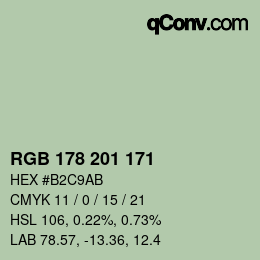 カラーコード: RGB 178 201 171 | qconv.com