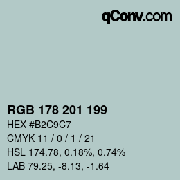 Color code: RGB 178 201 199 | qconv.com