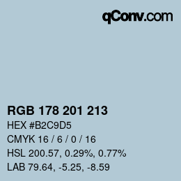 Color code: RGB 178 201 213 | qconv.com