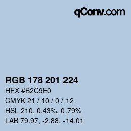 Color code: RGB 178 201 224 | qconv.com