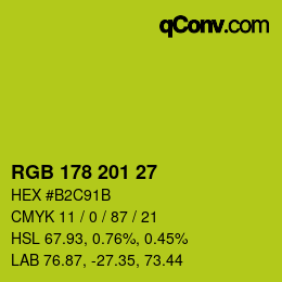 Color code: RGB 178 201 27 | qconv.com