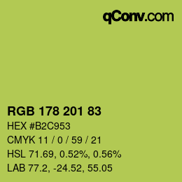 Color code: RGB 178 201 83 | qconv.com