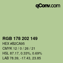 Color code: RGB 178 202 149 | qconv.com
