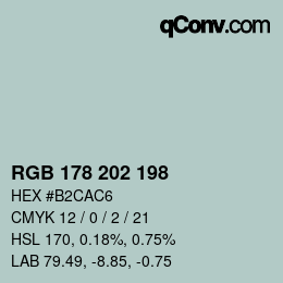 Color code: RGB 178 202 198 | qconv.com