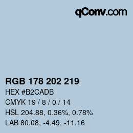 Código de color: RGB 178 202 219 | qconv.com