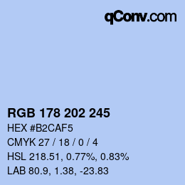 Color code: RGB 178 202 245 | qconv.com