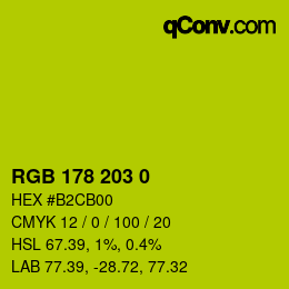 颜色代码: RGB 178 203 0 | qconv.com