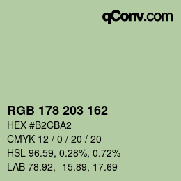 Color code: RGB 178 203 162 | qconv.com