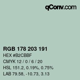 Color code: RGB 178 203 191 | qconv.com